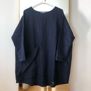 Elizabeth Suzann Harper Tunic Navy Linen